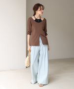 レイヤード風フロントジップトップス