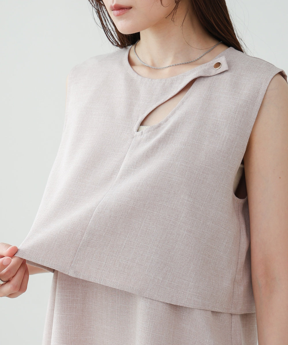 レイヤード風ノースリーブブラウス