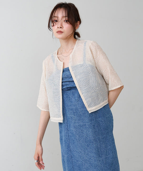 フロントホック刺繍ブラウスジャケット