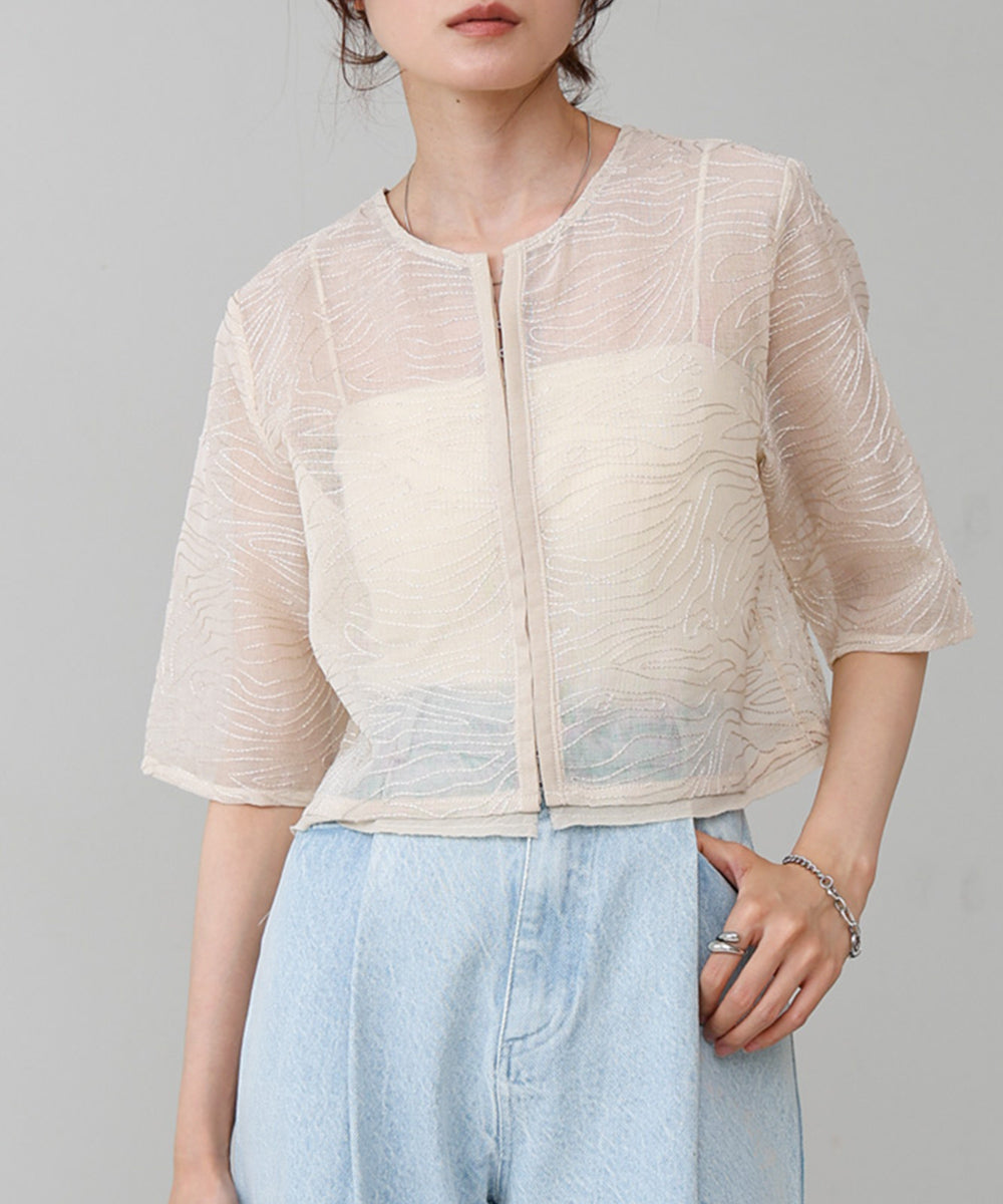 フロントホック刺繍ブラウスジャケット