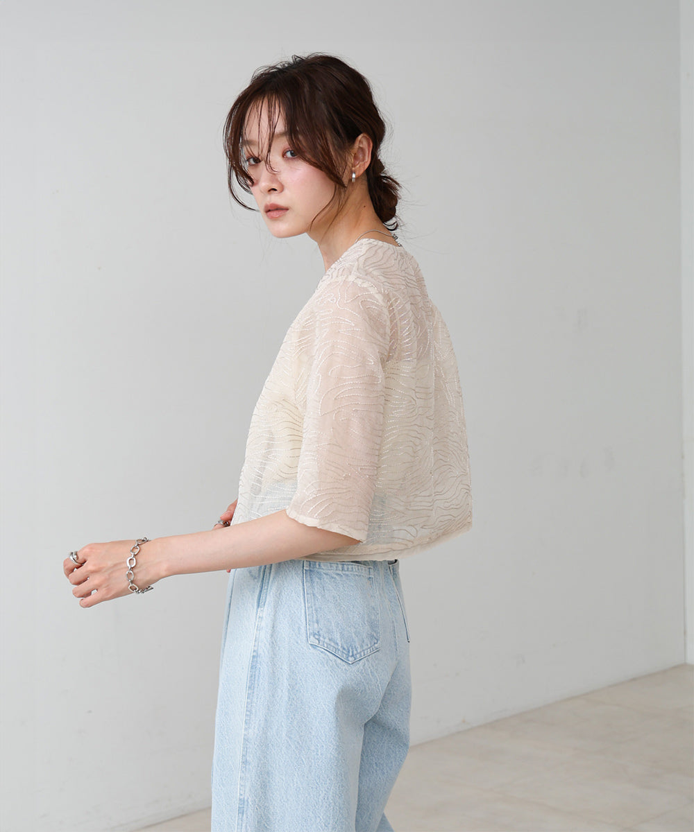 フロントホック刺繍ブラウスジャケット