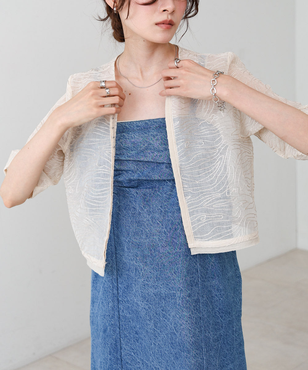 フロントホック刺繍ブラウスジャケット