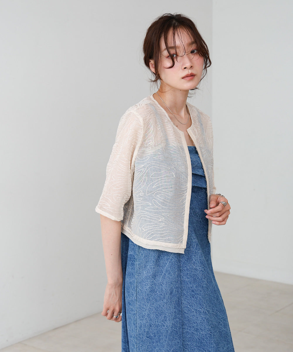 フロントホック刺繍ブラウスジャケット