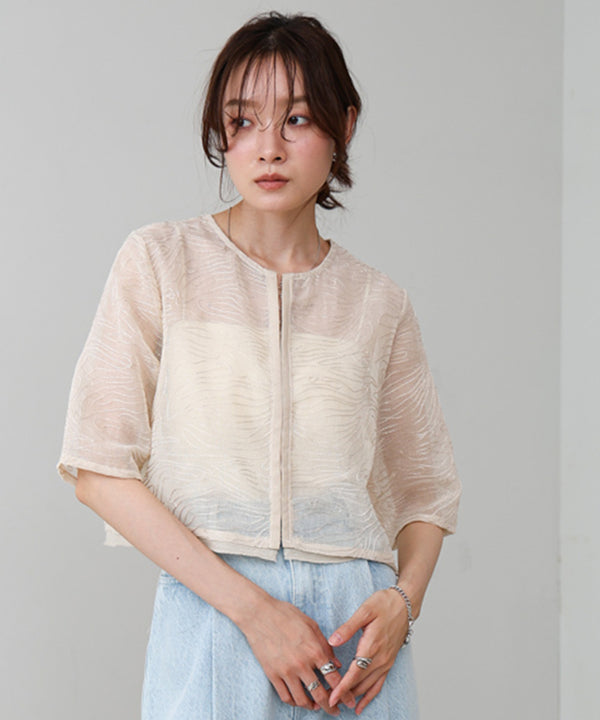 フロントホック刺繍ブラウスジャケット