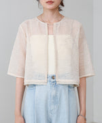 フロントホック刺繍ブラウスジャケット