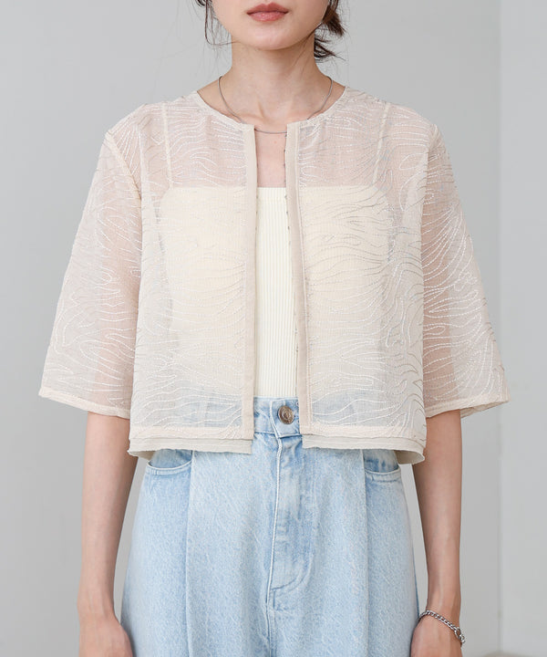 フロントホック刺繍ブラウスジャケット