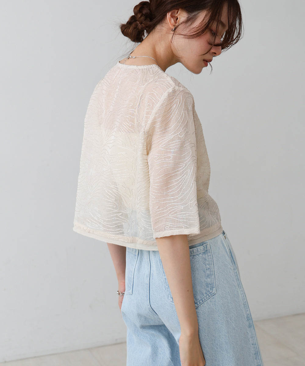 フロントホック刺繍ブラウスジャケット