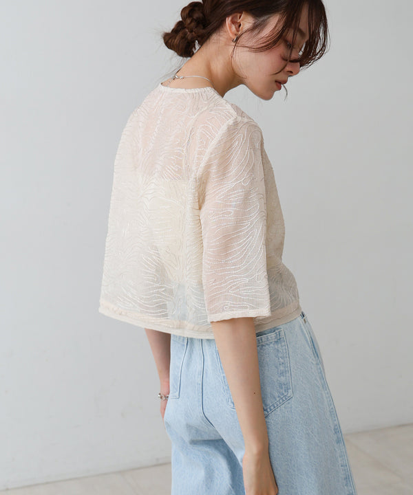 フロントホック刺繍ブラウスジャケット