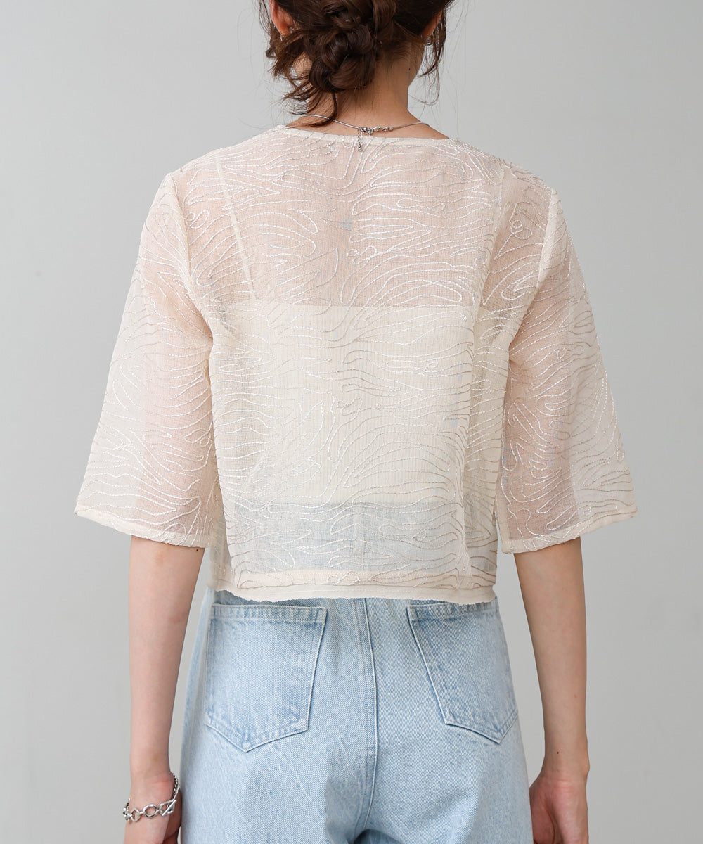 フロントホック刺繍ブラウスジャケット