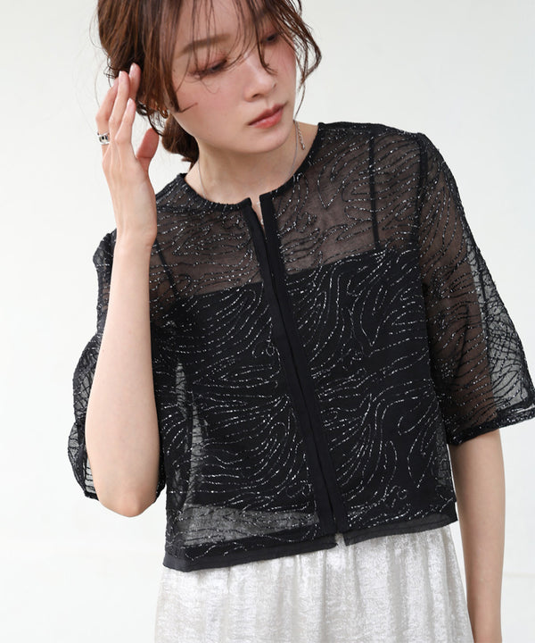 フロントホック刺繍ブラウスジャケット