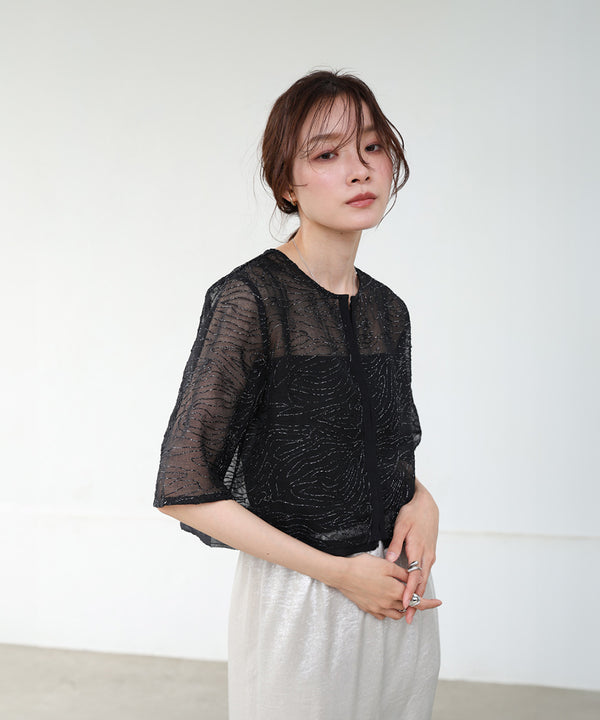 フロントホック刺繍ブラウスジャケット