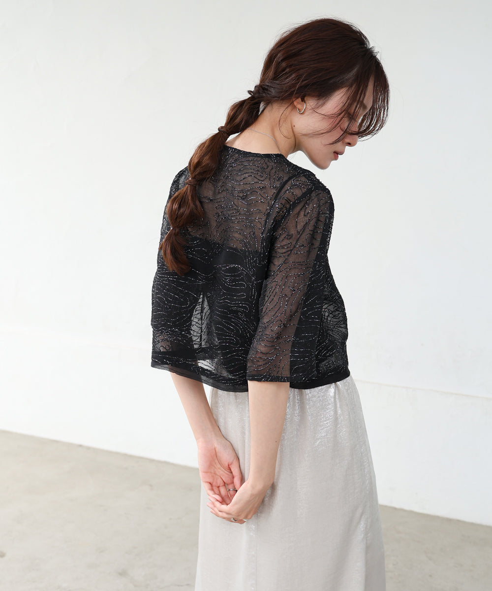 フロントホック刺繍ブラウスジャケット