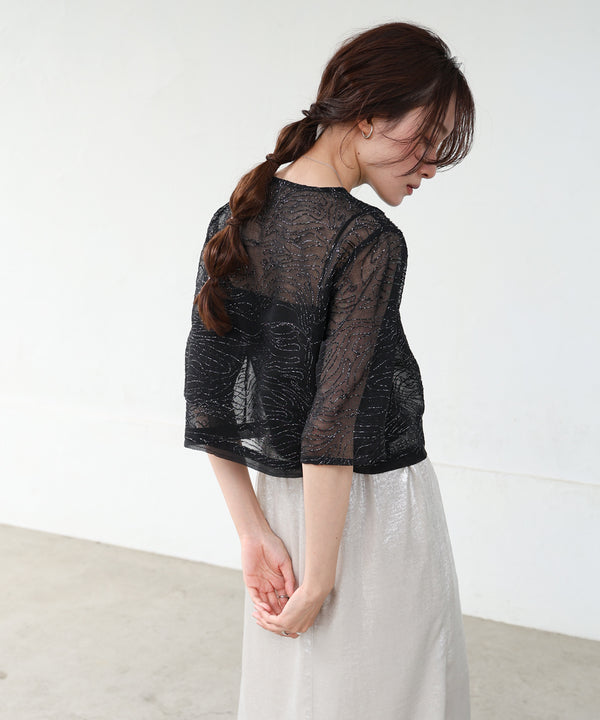 フロントホック刺繍ブラウスジャケット