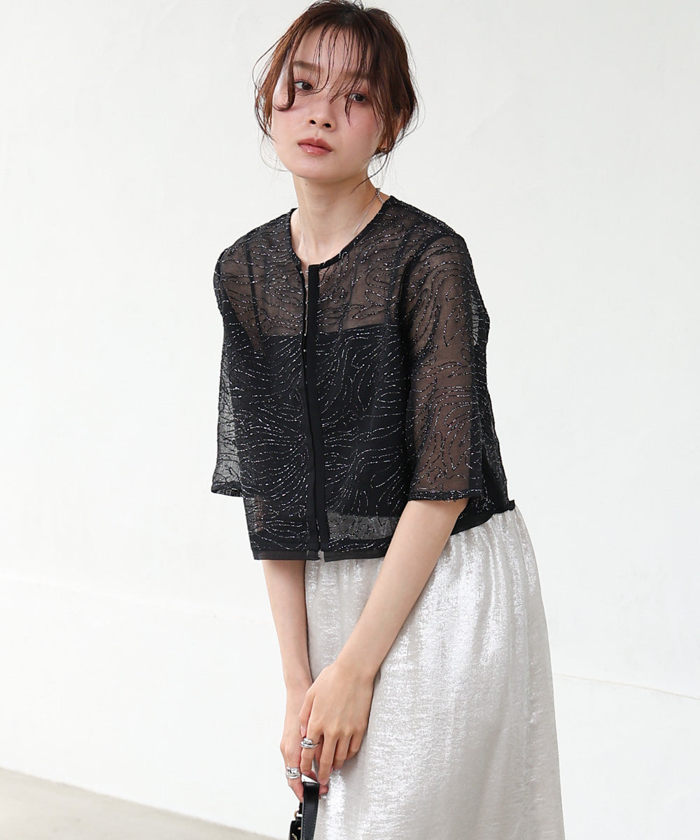 フロントホック刺繍ブラウスジャケット