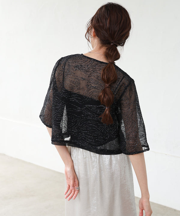 フロントホック刺繍ブラウスジャケット