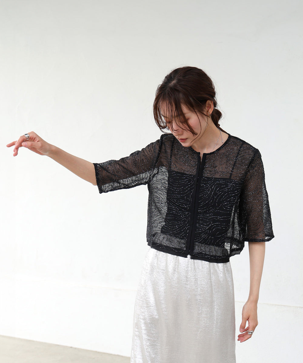 フロントホック刺繍ブラウスジャケット