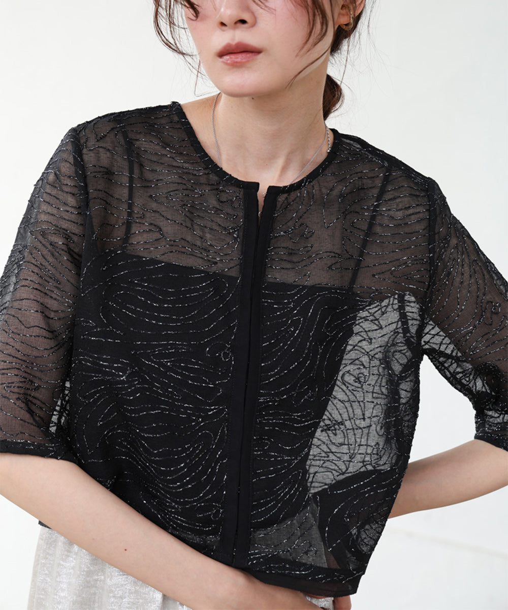 フロントホック刺繍ブラウスジャケット