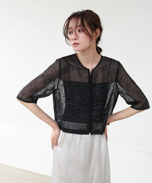 フロントホック刺繍ブラウスジャケット