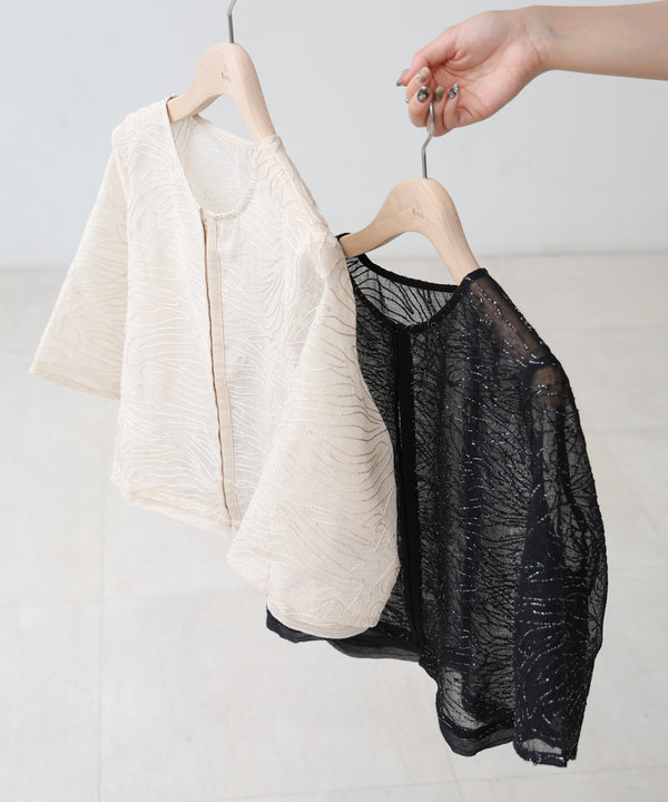 フロントホック刺繍ブラウスジャケット