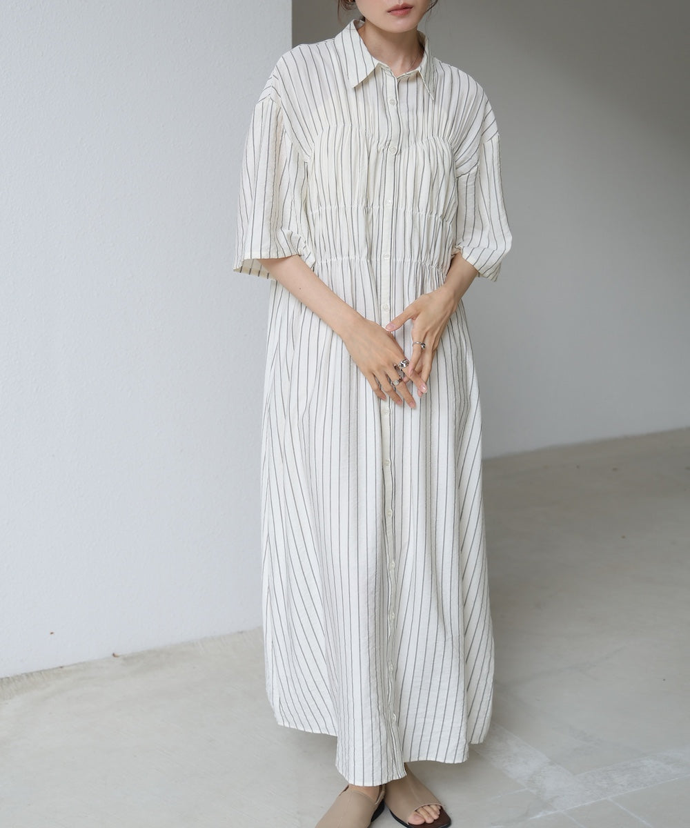 【S・Mサイズ展開】ビスチェ風シャツワンピース