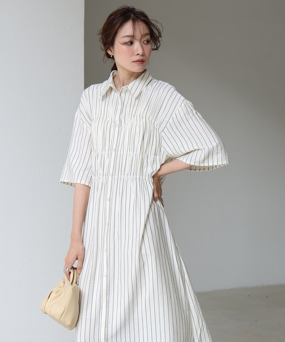 【S・Mサイズ展開】ビスチェ風シャツワンピース