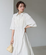 【S・Mサイズ展開】ビスチェ風シャツワンピース