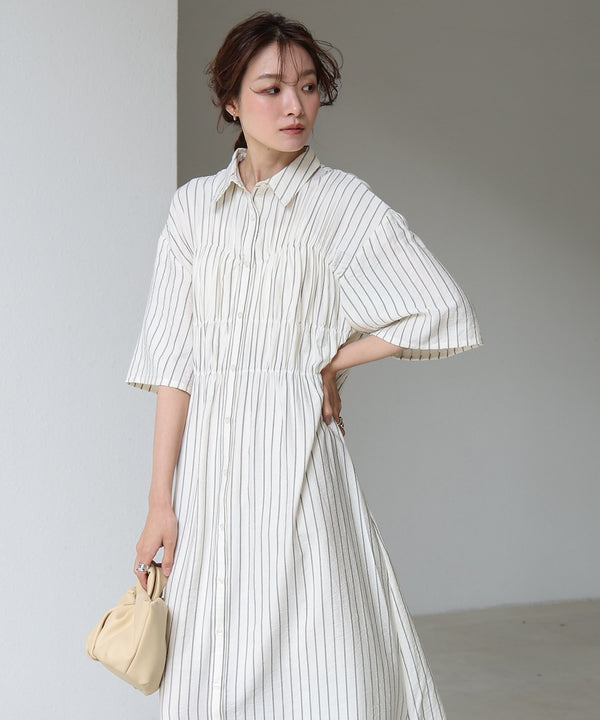 【S・Mサイズ展開】ビスチェ風シャツワンピース