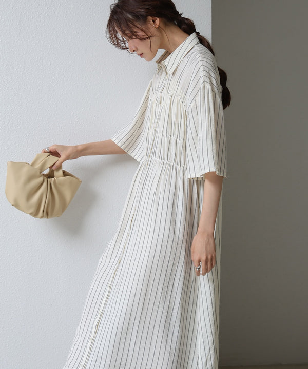 【S・Mサイズ展開】ビスチェ風シャツワンピース