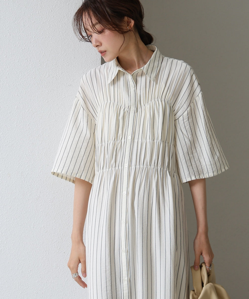 【S・Mサイズ展開】ビスチェ風シャツワンピース