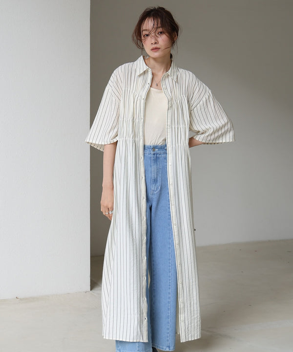 【S・Mサイズ展開】ビスチェ風シャツワンピース