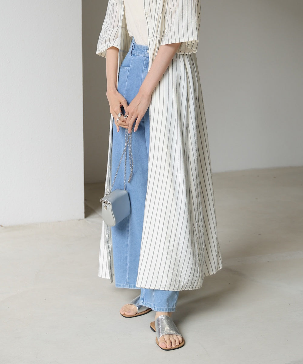 【S・Mサイズ展開】ビスチェ風シャツワンピース