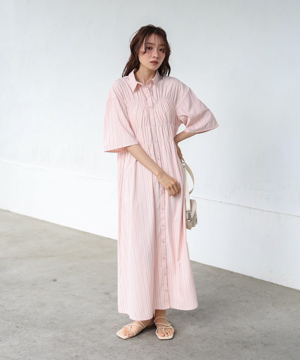 【S・Mサイズ展開】ビスチェ風シャツワンピース