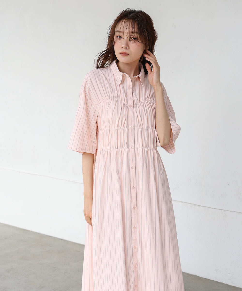 【S・Mサイズ展開】ビスチェ風シャツワンピース