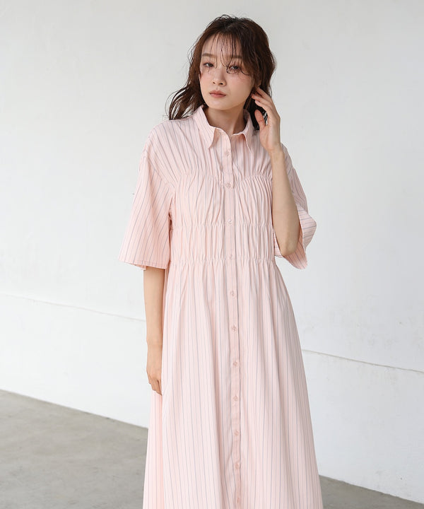 【S・Mサイズ展開】ビスチェ風シャツワンピース