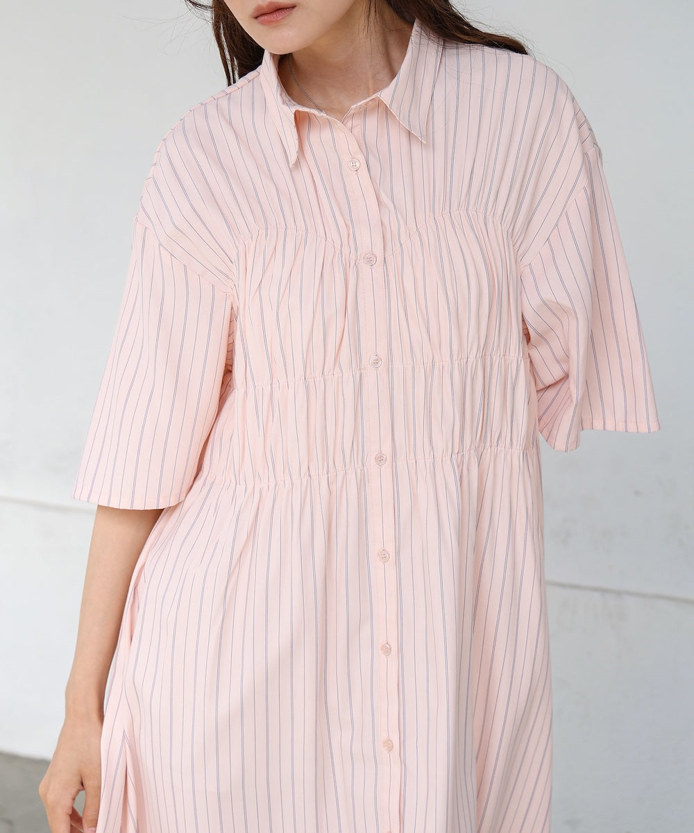 【S・Mサイズ展開】ビスチェ風シャツワンピース