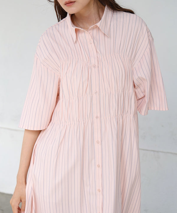 【S・Mサイズ展開】ビスチェ風シャツワンピース