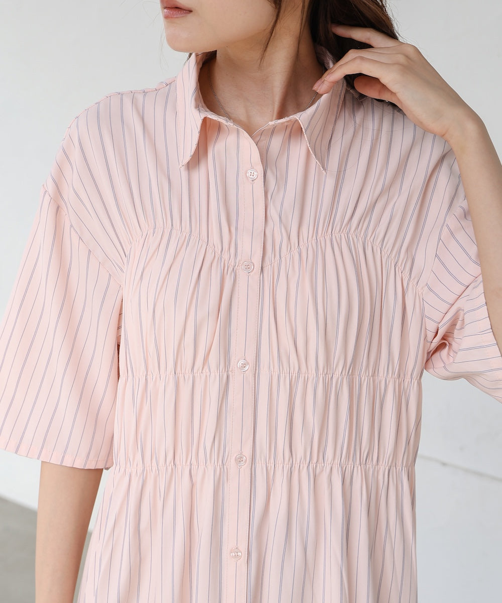 【S・Mサイズ展開】ビスチェ風シャツワンピース