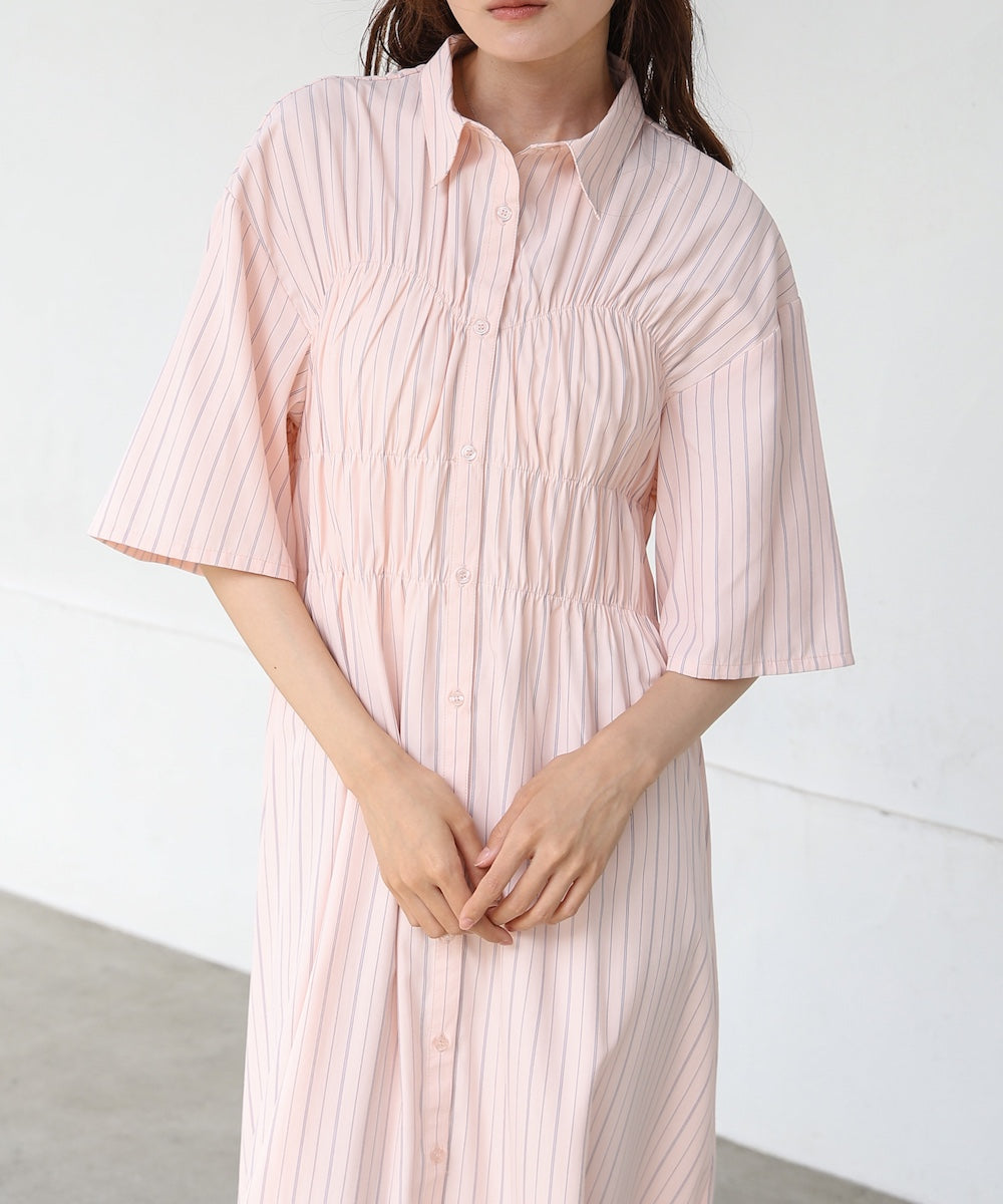 【S・Mサイズ展開】ビスチェ風シャツワンピース