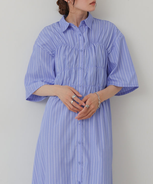 【S・Mサイズ展開】ビスチェ風シャツワンピース