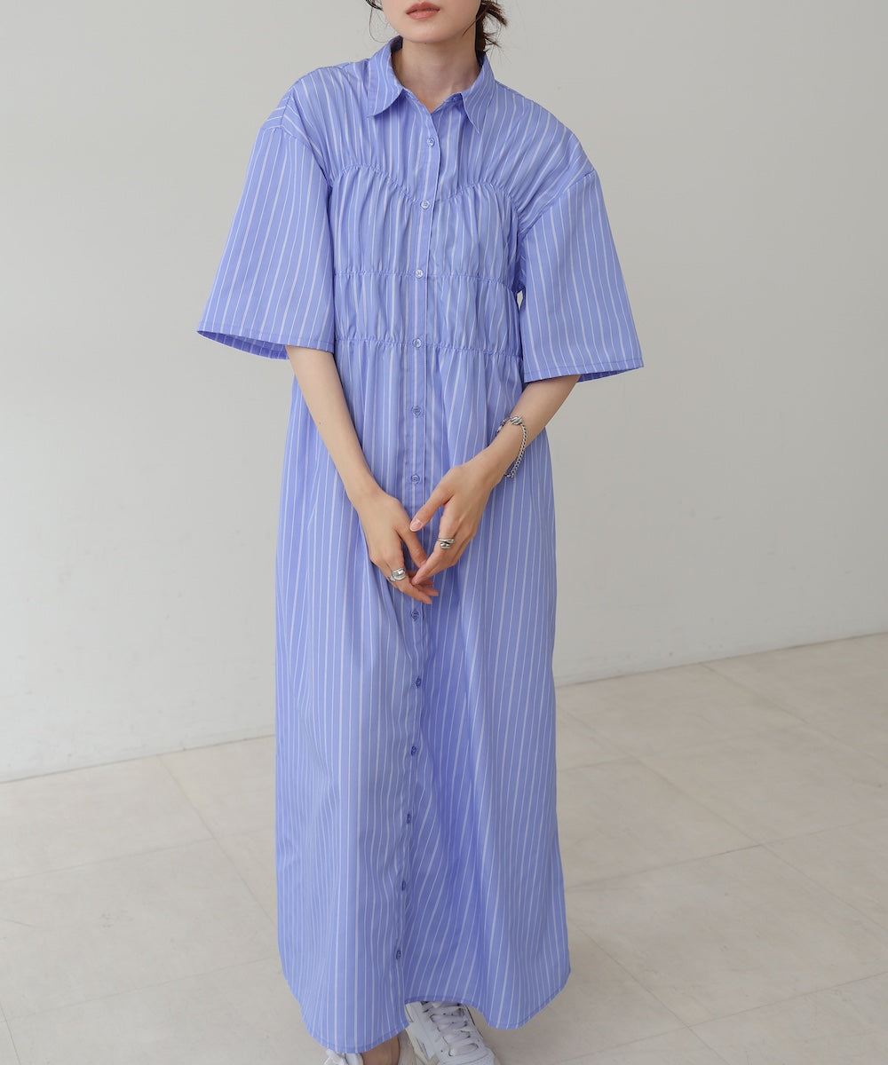 【S・Mサイズ展開】ビスチェ風シャツワンピース