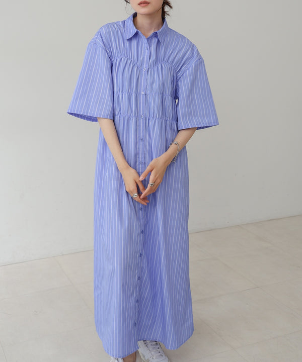 【S・Mサイズ展開】ビスチェ風シャツワンピース