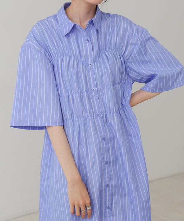 【S・Mサイズ展開】ビスチェ風シャツワンピース