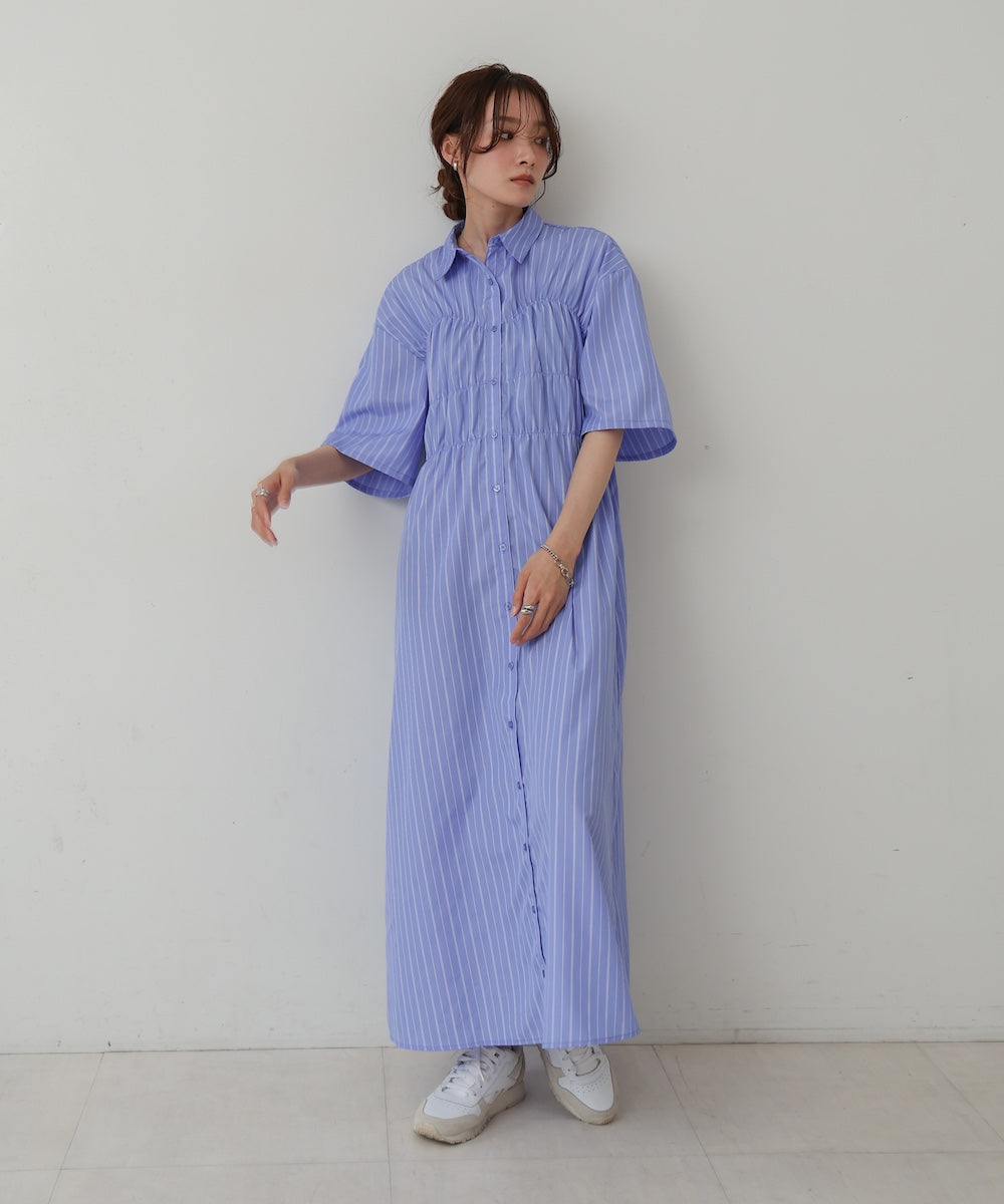 【S・Mサイズ展開】ビスチェ風シャツワンピース