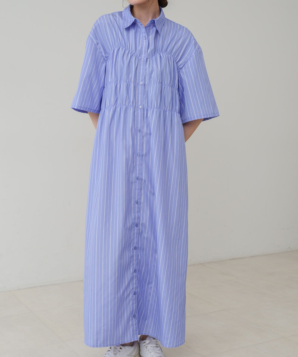 【S・Mサイズ展開】ビスチェ風シャツワンピース