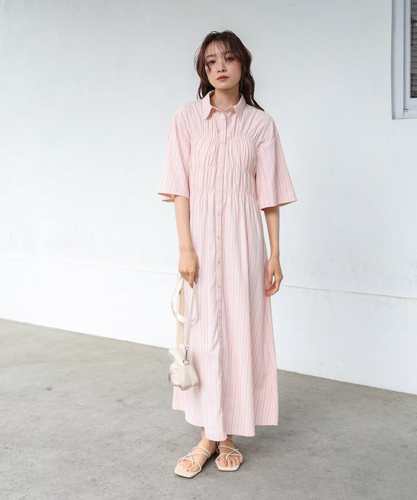 【S・Mサイズ展開】ビスチェ風シャツワンピース