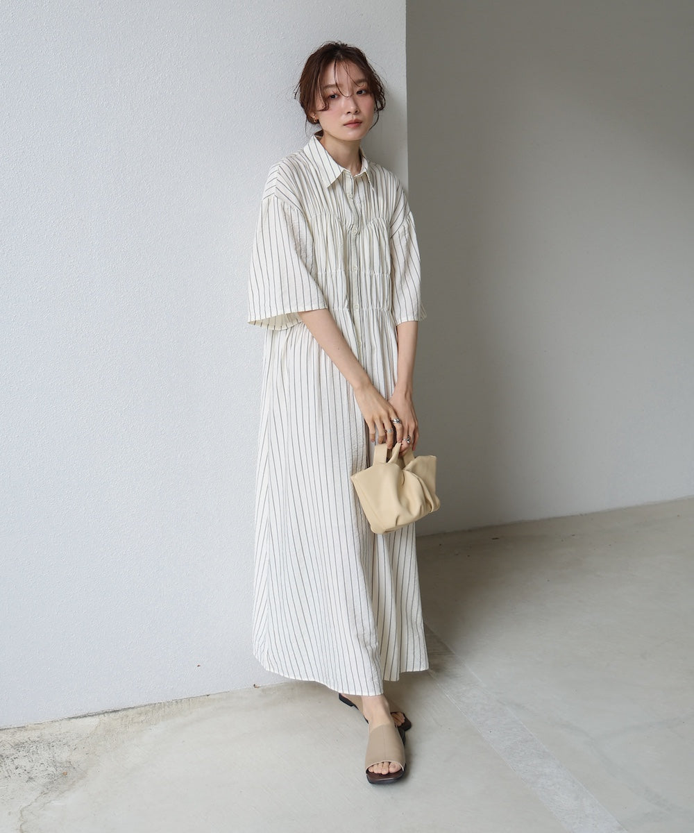 【S・Mサイズ展開】ビスチェ風シャツワンピース