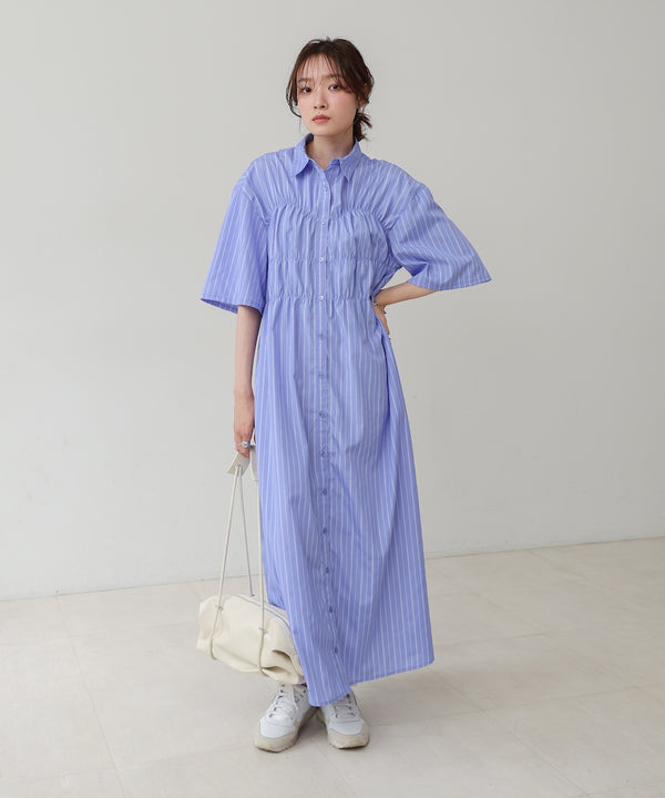 【S・Mサイズ展開】ビスチェ風シャツワンピース