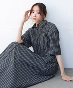 【S・Mサイズ展開】ビスチェ風シャツワンピース