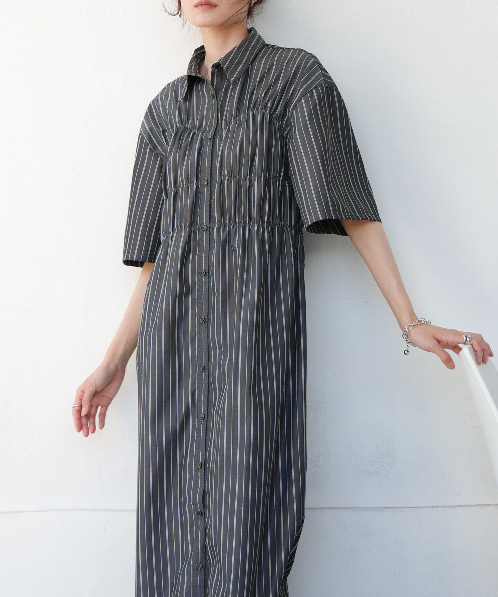 【S・Mサイズ展開】ビスチェ風シャツワンピース