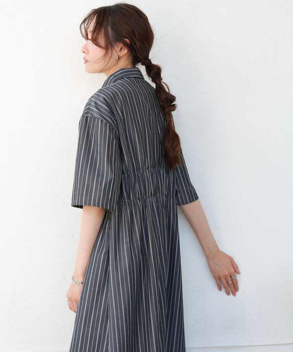 【S・Mサイズ展開】ビスチェ風シャツワンピース